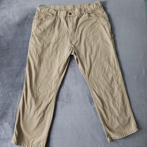 Berne Pants Mens Size 42x30 Canvas Carpenter Tan Relaxed Fit Work Workwear